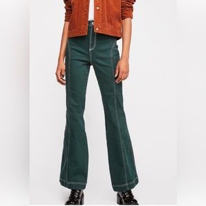 Free People Foxy Flare Jeans High Rise Green Sz 29 r